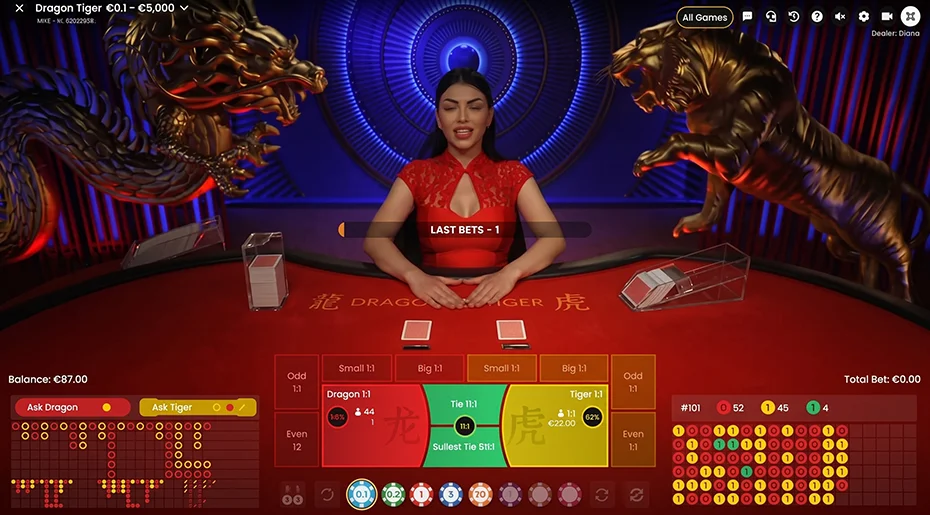Dragon Tiger Live Casino High-Speed Card Table